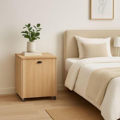 Mesa 2 Em 1 Amadeirado Claro Cadeira Embutida Gavetas Home Office Estudo Rodinhas