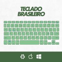 Teclado Sem Fio Bluetooth Recarregável Com Mouse - Branco Com Verde