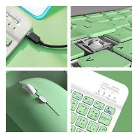 Teclado Sem Fio Bluetooth Recarregável Com Mouse - Branco Com Verde - 5