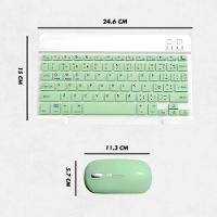 Teclado Sem Fio Bluetooth Recarregável Com Mouse - Branco Com Verde - 6