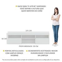 Rack Tv 65'' Suspenso com 2 Portas Paris Multimóveis Branco - 5