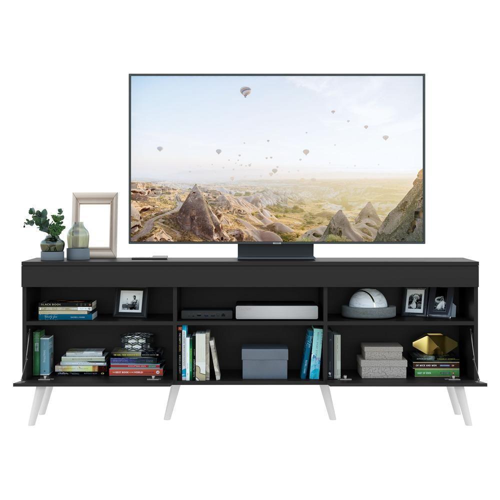 Rack Tv 65'' Com Pés Retrô E 2 Portas Paris Multimóveis - 3