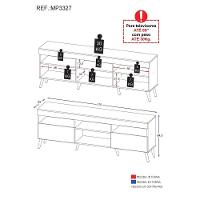 Rack Tv 65'' Com Pés Retrô 2 Portas Paris Multimóveis Preto - 6
