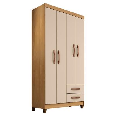 Guarda Roupa Casal Moden 3565 4 Portas de Bater 2 Gavetas Carvalho Am Off White