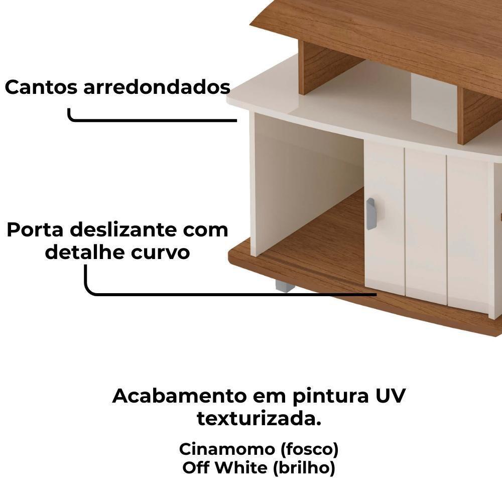 Rack Bancada Para Tv 50 Pol 1p 122 Cm Cinamomo Off White Arly Cinamomo Off White - 5