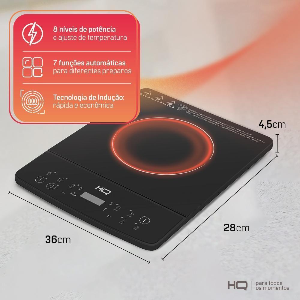 Cooktop de Indução HQ 1 Boca Portátil 2000W Preto HQ-IDS2001 220V - 5