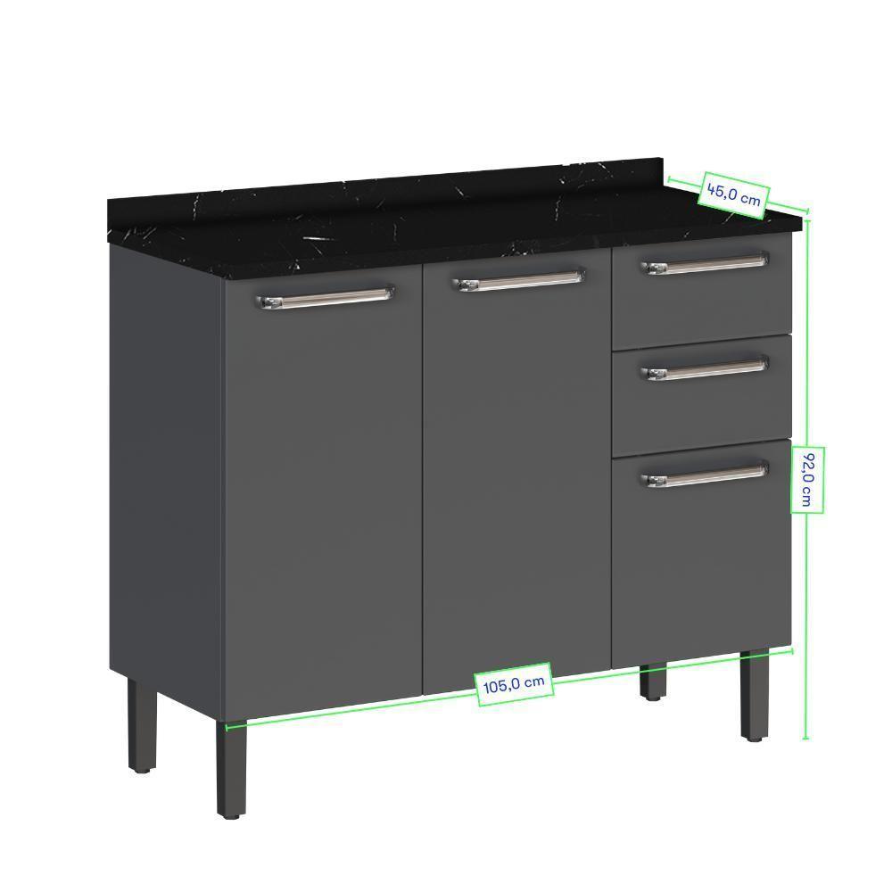 Armário De Cozinha Compacta 105cm Em Aço Grafite/off White Itatiaia Midi Pop Art I3 - 5