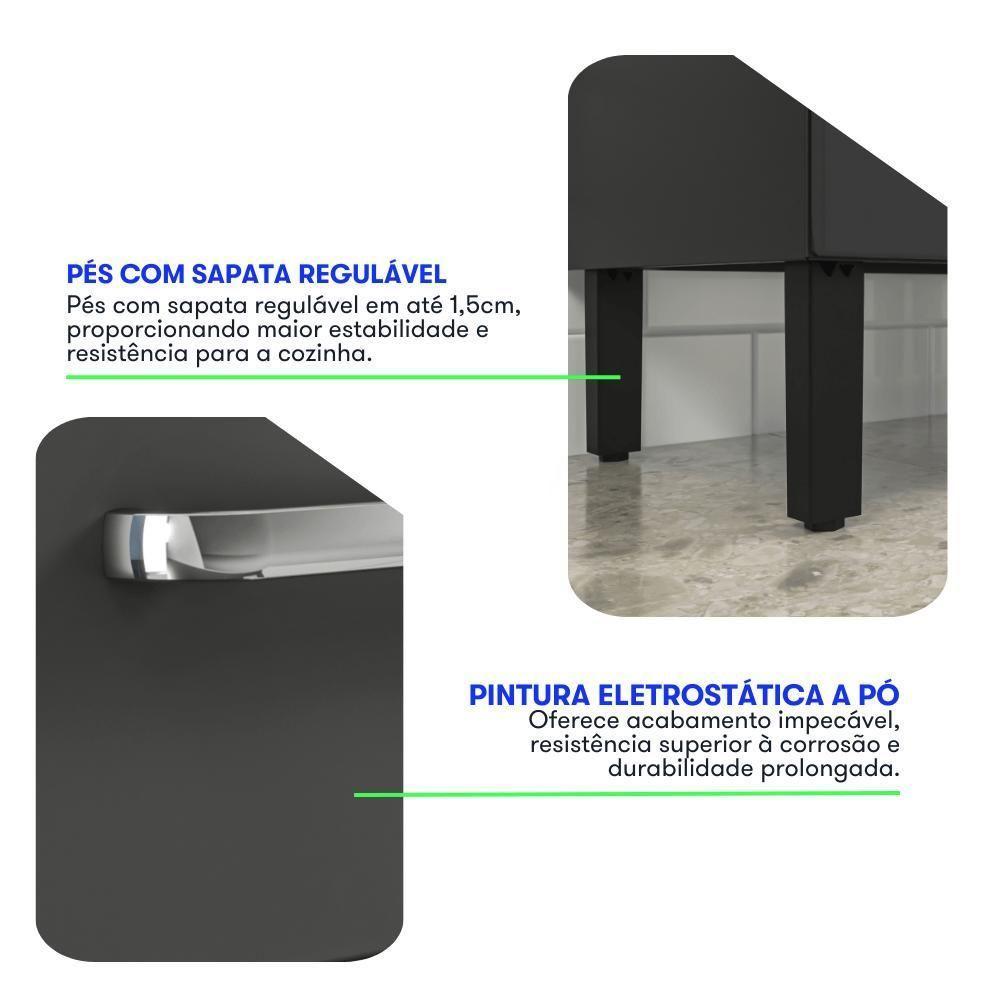 Armário De Cozinha Compacta 105cm Em Aço Grafite/off White Itatiaia Midi Pop Art I3 - 8