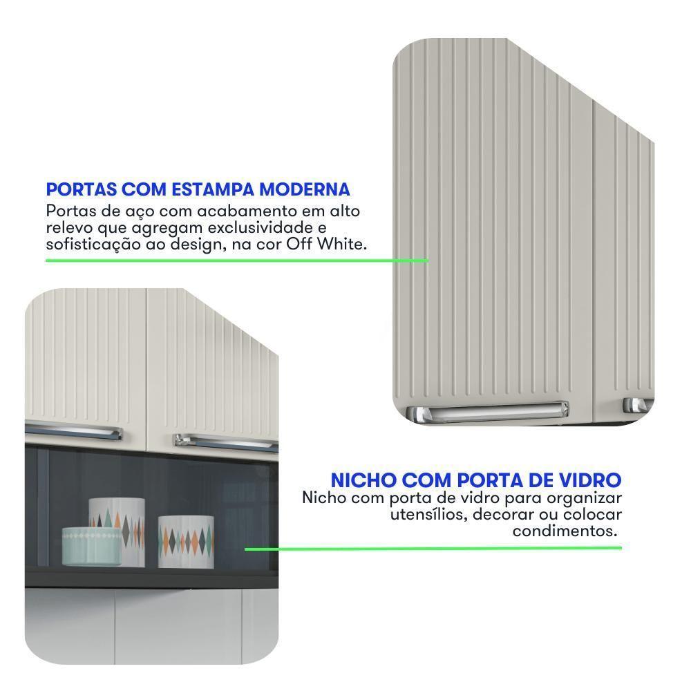 Armário De Cozinha Compacta 105cm Em Aço Grafite/off White Itatiaia Midi Pop Art I3 - 9