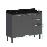 Armário De Cozinha Compacta 105cm Em Aço Grafite/off White Itatiaia Midi Pop Art I3 - 5