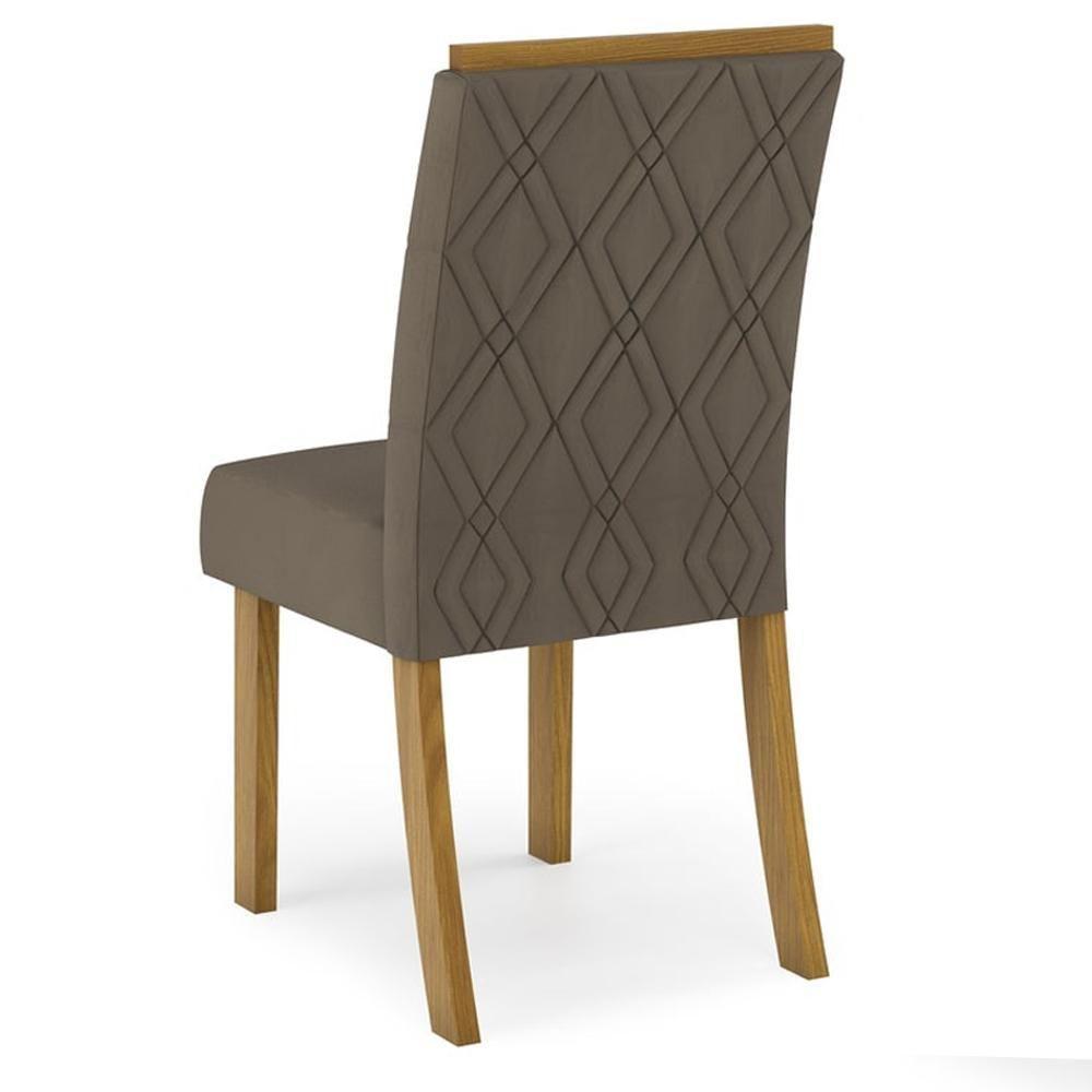 Kit 2 Cadeiras Estofadas Sala De Jantar Vita Suede Bege Henn Suede Bege - 6