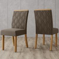 Kit 2 Cadeiras Estofadas Sala De Jantar Vita Suede Bege Henn Suede Bege - 2