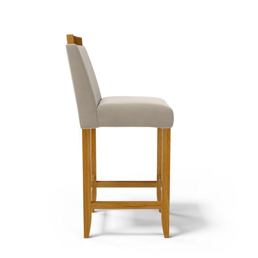 Kit Com 4 Banquetas Eloá Madeira Maciça Assento Estofado Para Bancada Veludo Bege 102 - 8