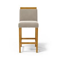 Kit Com 4 Banquetas Eloá Madeira Maciça Assento Estofado Para Bancada Veludo Bege 102