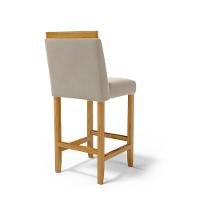 Kit Com 4 Banquetas Eloá Madeira Maciça Assento Estofado Para Bancada Veludo Bege 102 - 5