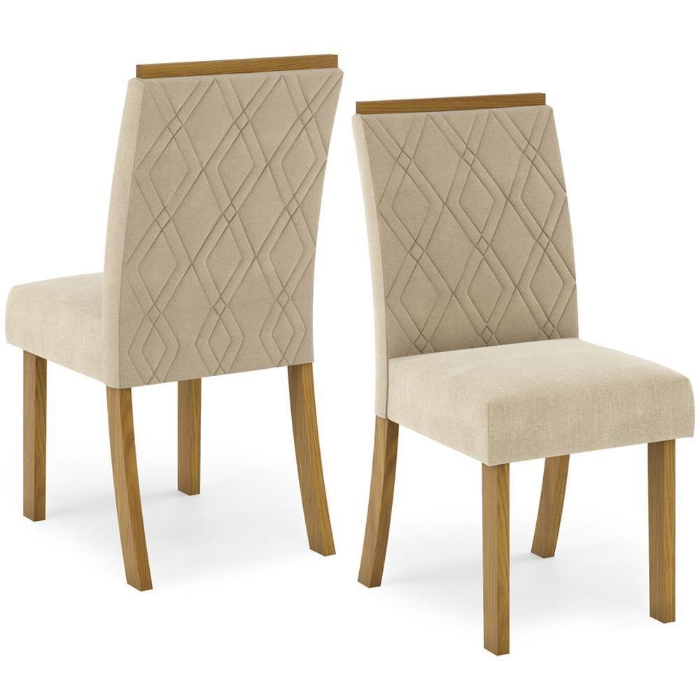 Kit 2 Cadeiras Estofadas Sala De Jantar Vita Suede Linho Henn Suede Linho - 1