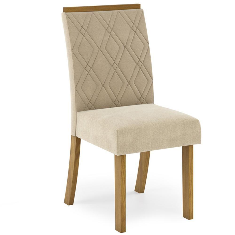 Kit 2 Cadeiras Estofadas Sala De Jantar Vita Suede Linho Henn Suede Linho - 5