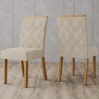 Kit 2 Cadeiras Estofadas Sala De Jantar Vita Suede Linho Henn Suede Linho - 2