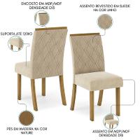 Kit 2 Cadeiras Estofadas Sala De Jantar Vita Suede Linho Henn Suede Linho - 3
