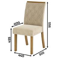 Kit 2 Cadeiras Estofadas Sala De Jantar Vita Suede Linho Henn Suede Linho