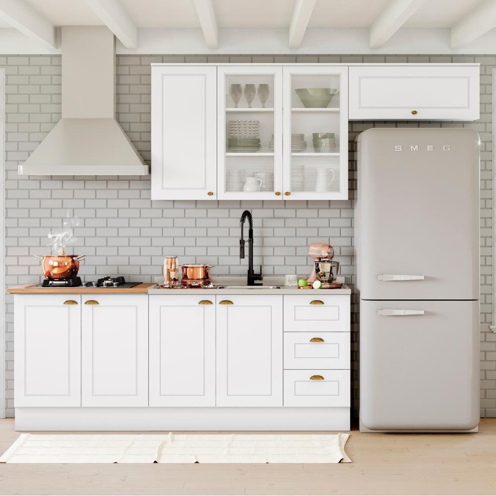 Cozinha Modulada 5 Pecas 280cm Ce379 Americana Branco Nature Henn Branco Nature - 1