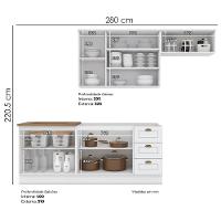 Cozinha Modulada 5 Pecas 280cm Ce379 Americana Branco Nature Henn Branco Nature