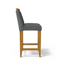 Kit Com 4 Banquetas Eloá Madeira Maciça Assento Estofado Para Bancada Linho Chumbo 406 - 8