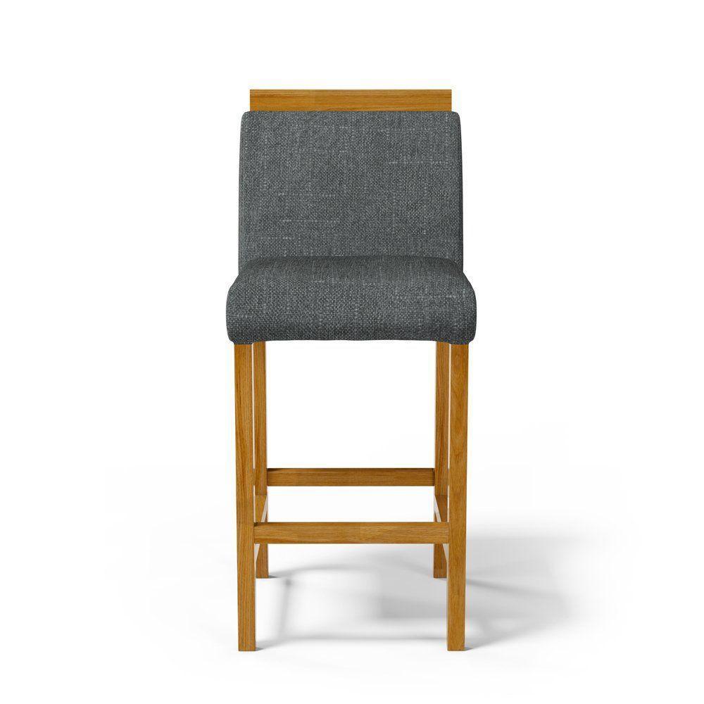 Kit Com 2 Banquetas Eloá Madeira Maciça Assento Estofado Para Bancada Linho Chumbo 406 - 4