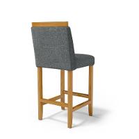 Kit Com 2 Banquetas Eloá Madeira Maciça Assento Estofado Para Bancada Linho Chumbo 406 - 5