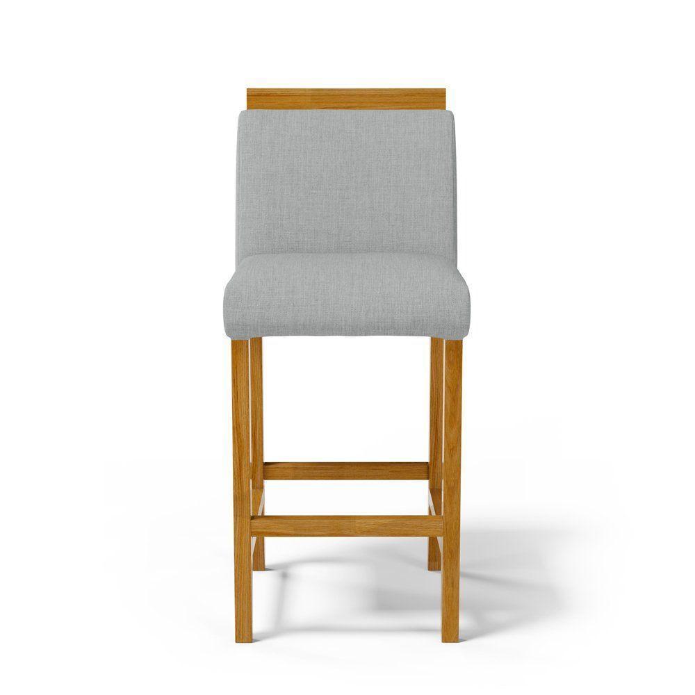 Kit Com 6 Banquetas Eloá Madeira Maciça Assento Estofado Para Bancada Linho Cinza 407 - 3