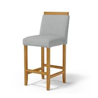 Kit Com 6 Banquetas Eloá Madeira Maciça Assento Estofado Para Bancada Linho Cinza 407 - 2