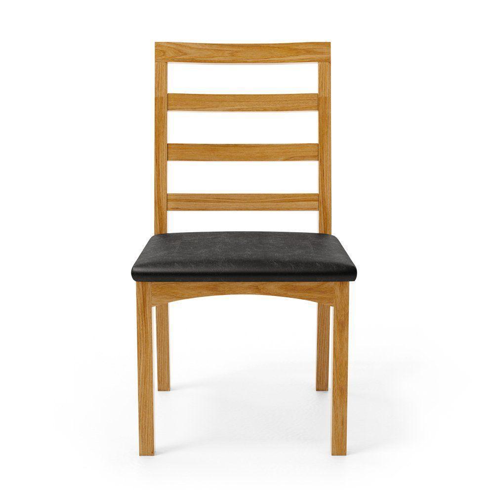 Kit Com 4 Cadeiras Cecília Madeira Maciça Assentos Estofados Para Mesa De Jantar Courino Preto 503 - 4