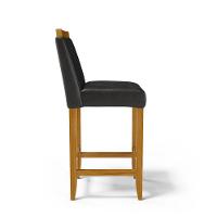 Kit Com 2 Banquetas Eloá Madeira Maciça Assento Estofado Para Bancada Courino Preto 503 - 1