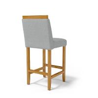 Kit Com 4 Banquetas Eloá Madeira Maciça Assento Estofado Para Bancada Linho Cinza 407 - 5