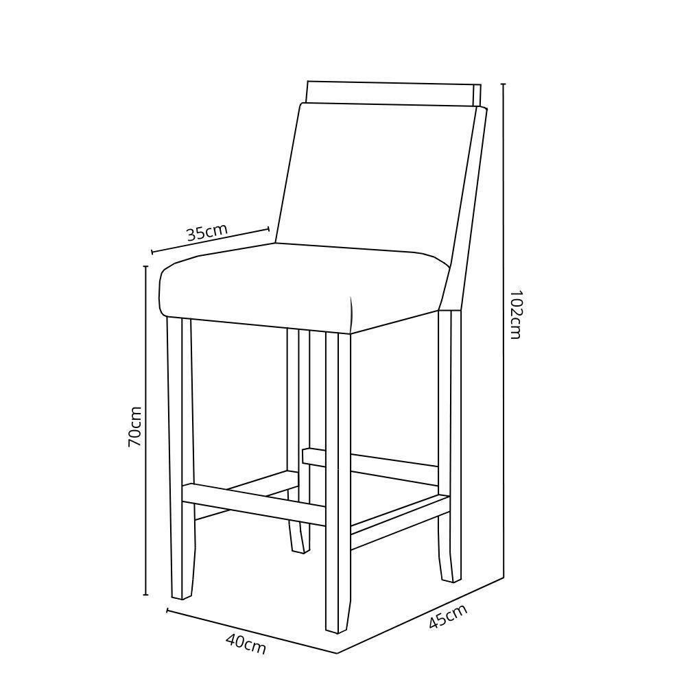 Kit Com 4 Banquetas Eloá Madeira Maciça Assento Estofado Para Bancada Courino Preto 503 - 2