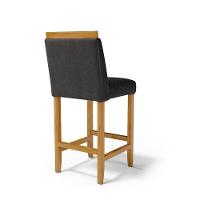 Kit Com 4 Banquetas Eloá Madeira Maciça Assento Estofado Para Bancada Courino Preto 503 - 5