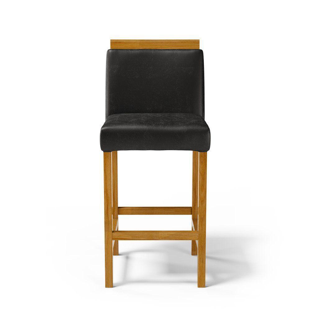 Kit Com 6 Banquetas Eloá Madeira Maciça Assento Estofado Para Bancada Courino Preto 503 - 4