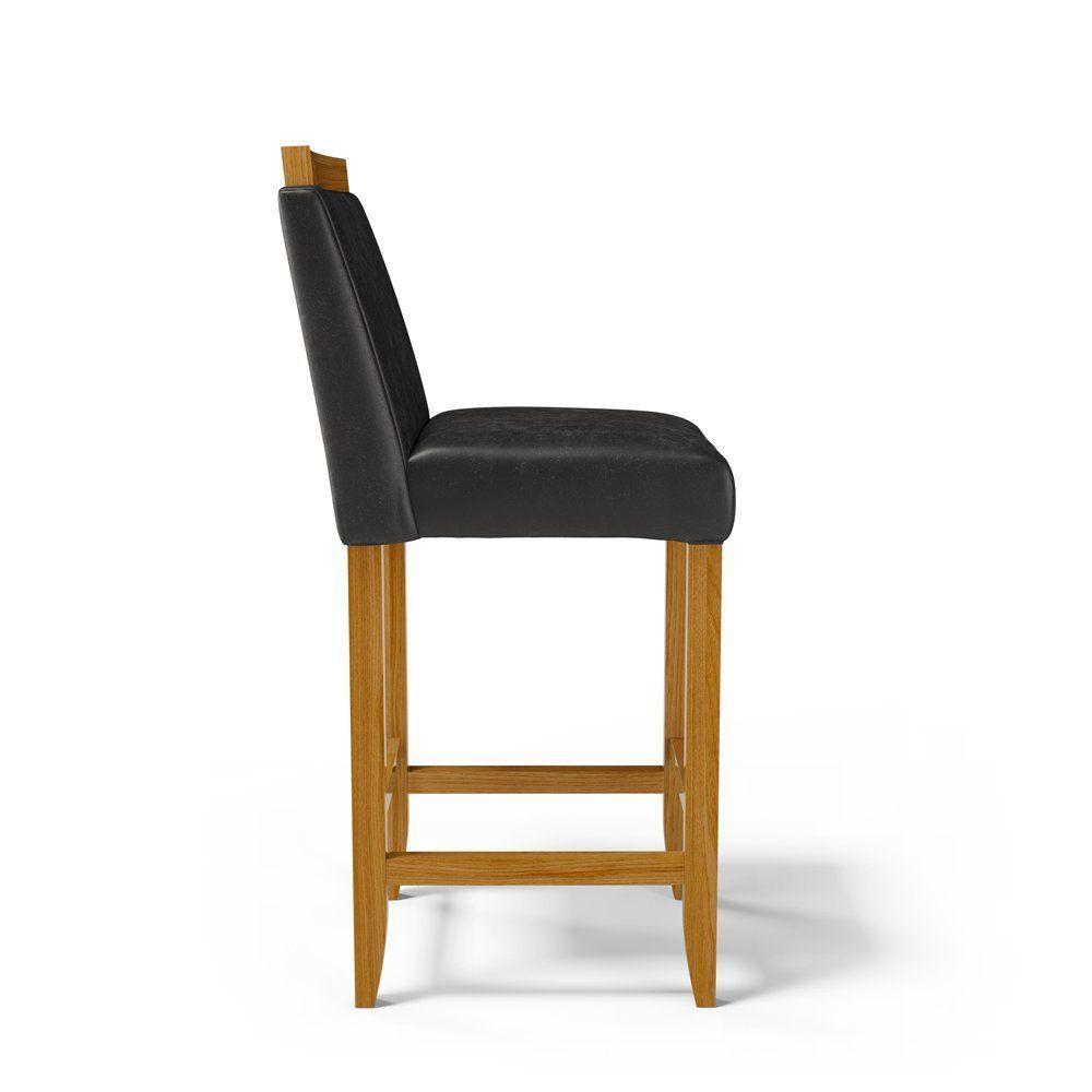 Kit Com 6 Banquetas Eloá Madeira Maciça Assento Estofado Para Bancada Courino Preto 503 - 8