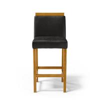 Kit Com 6 Banquetas Eloá Madeira Maciça Assento Estofado Para Bancada Courino Preto 503