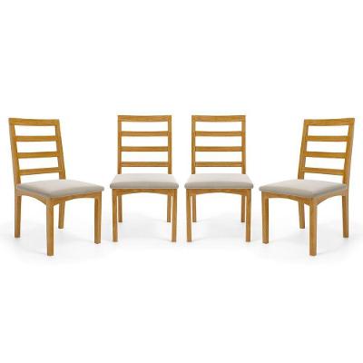 Kit Com 4 Cadeiras Cecília Madeira Maciça Assentos Estofados Para Mesa De Jantar Veludo Bege 102