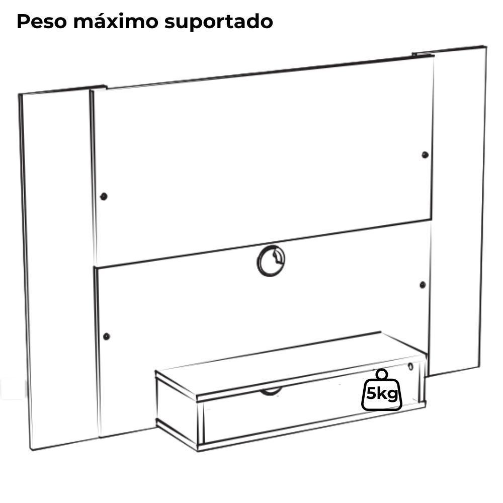 Painel Supenso Para Tv 47 Pol 120 Cm Pinho Ripado Off White Arly Pinho Ripado Off White - 5