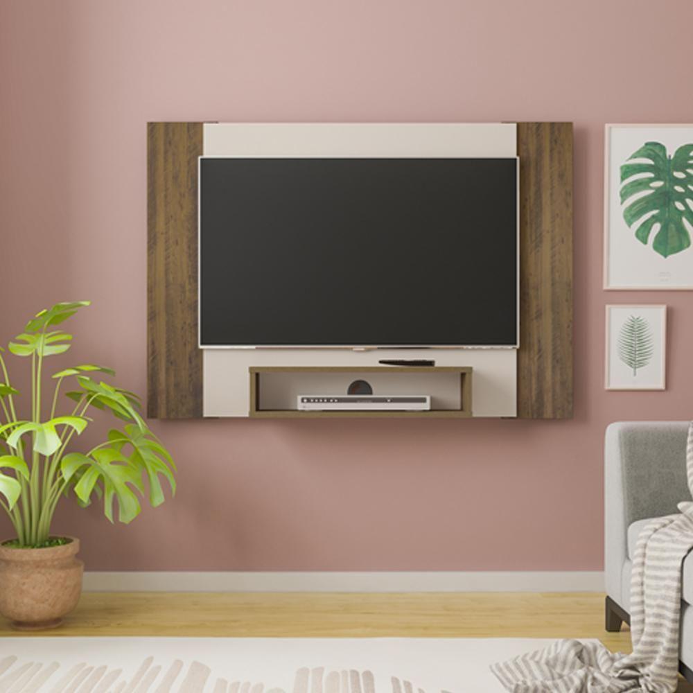 Painel Supenso Para Tv 47 Pol 120 Cm Pinho Ripado Off White Arly Pinho Ripado Off White - 7