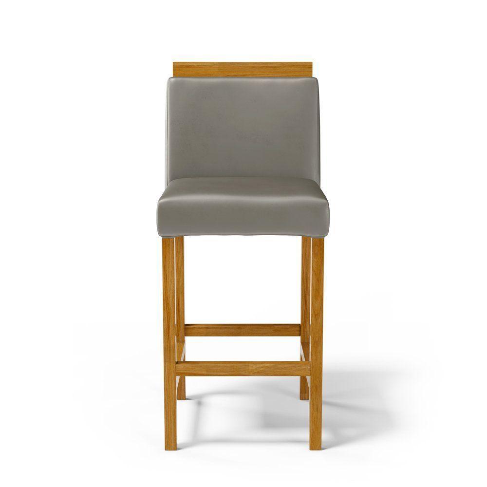 Kit Com 4 Banquetas Eloá Madeira Maciça Assento Estofado Para Bancada Veludo Chumbo 109 - 4