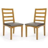 Kit Com 2 Cadeira Cecília Encosto E Pés De Madeira Maciça Assento Estofada Para Mesa De Jantar Veludo Chumbo 109 - 1