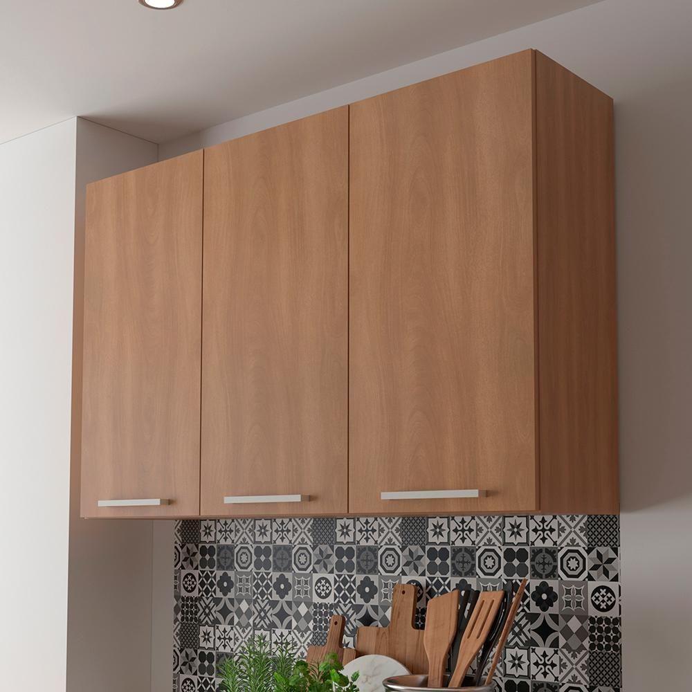 Armario Aereo 3 Portas 120 Cm Mdp Cz3109 Freijo Tecno Mobili Freijo - 3