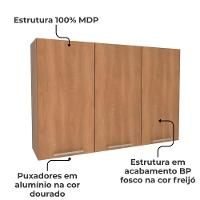 Armario Aereo 3 Portas 120 Cm Mdp Cz3109 Freijo Tecno Mobili Freijo - 6