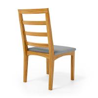 Cadeira Cecília Encosto E Pés De Madeira Maciça Assento Estofada Para Mesa De Jantar Linho Cinza 407