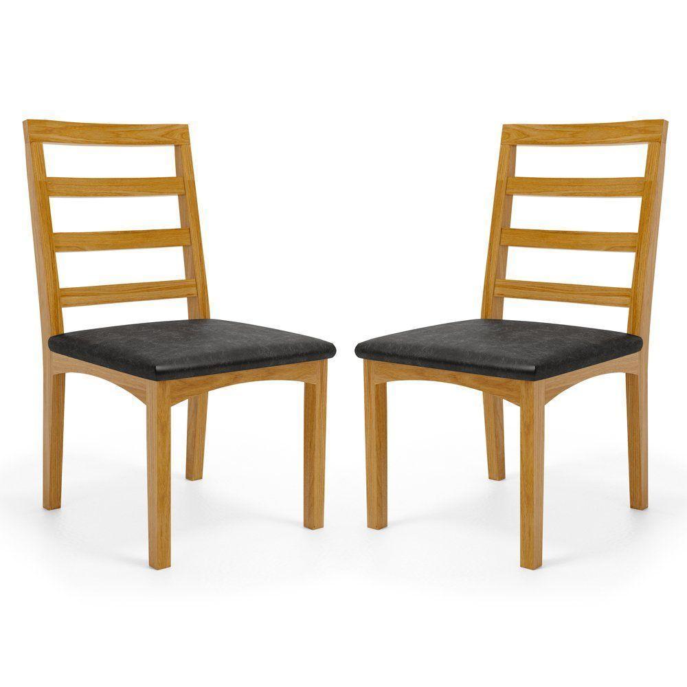 Kit Com 2 Cadeira Cecília Encosto E Pés De Madeira Maciça Assento Estofada Para Mesa De Jantar Courino Preto 503 - 1