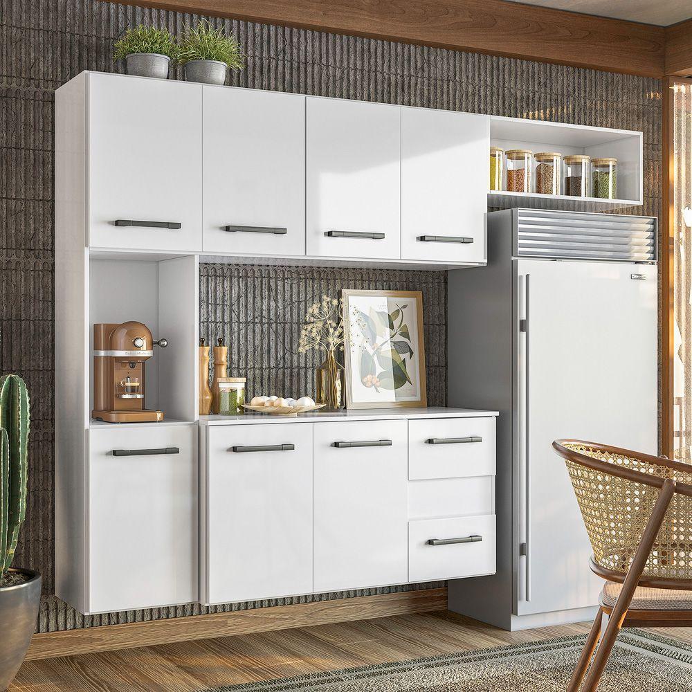 Kit Cozinha Juliete Suspensa - 7 Portas 2 Gavetas - Branco - Nicioli - 2
