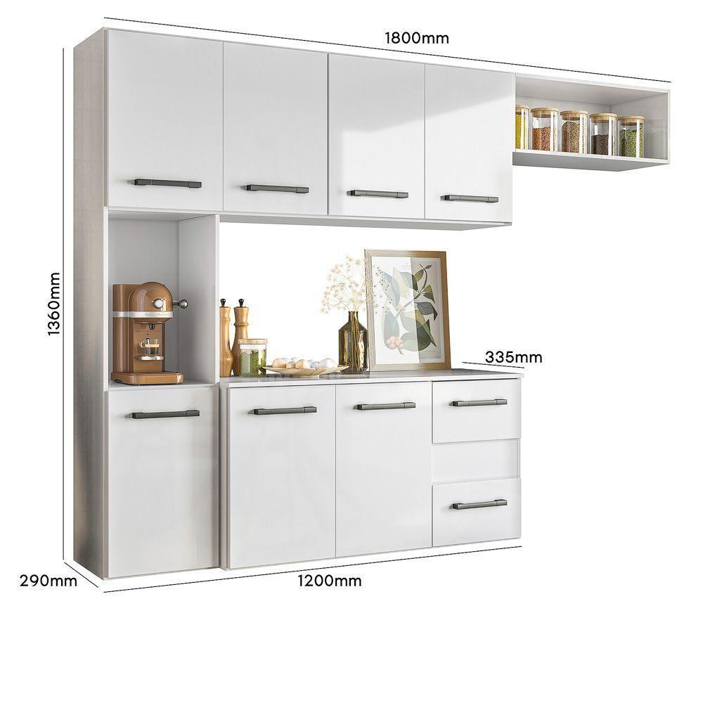 Kit Cozinha Juliete Suspensa - 7 Portas 2 Gavetas - Branco - Nicioli - 3